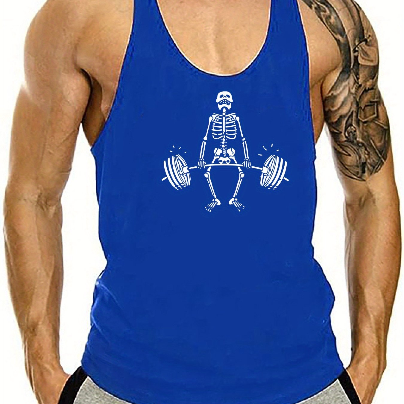 Top con Estampado de Esqueleto Anime para Hombre