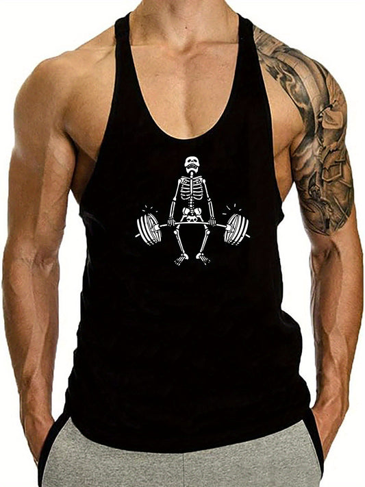 Top con Estampado de Esqueleto Anime para Hombre