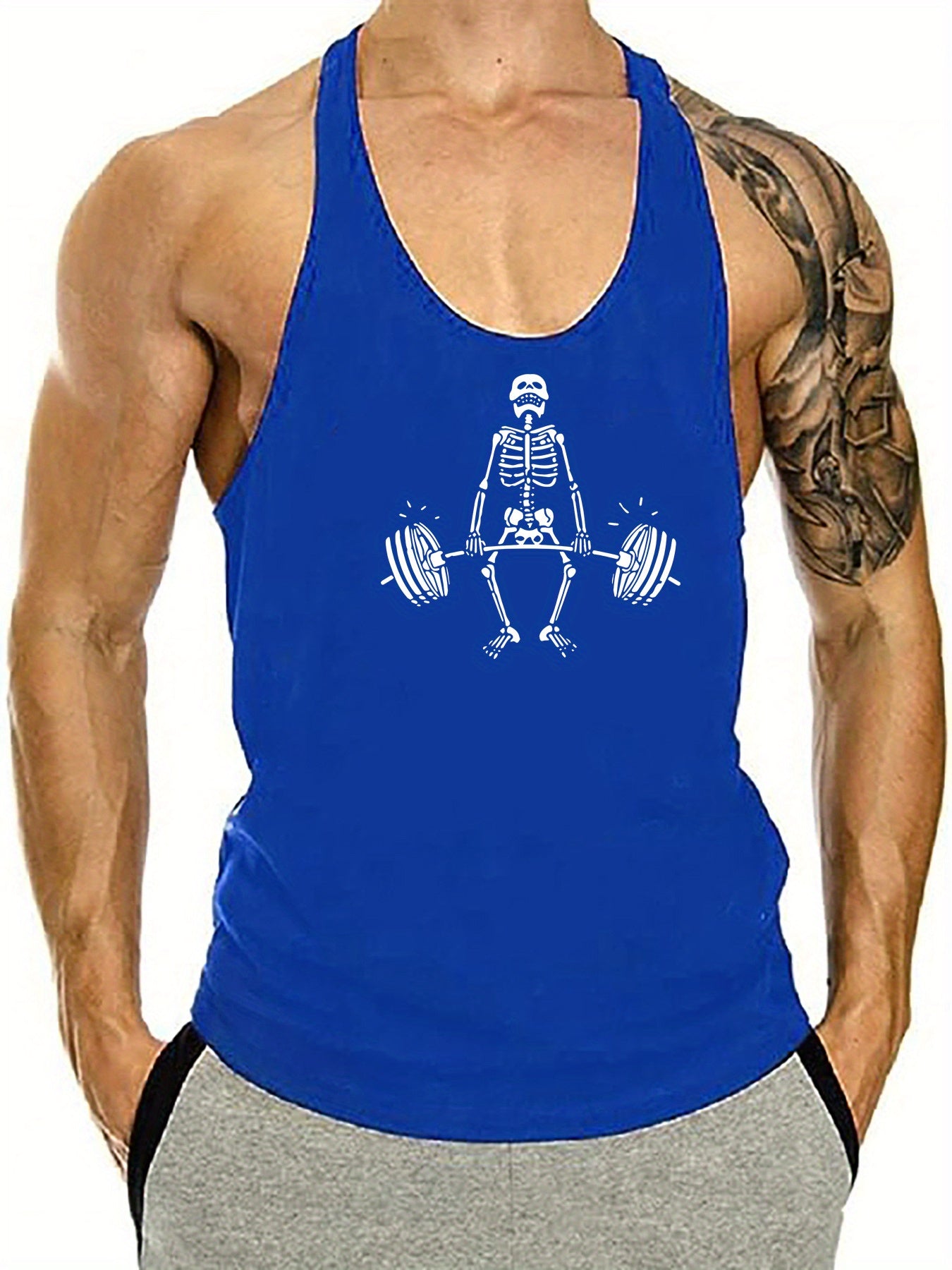 Top con Estampado de Esqueleto Anime para Hombre
