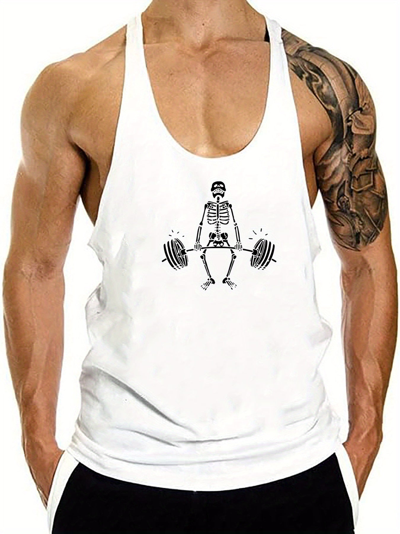 Top con Estampado de Esqueleto Anime para Hombre