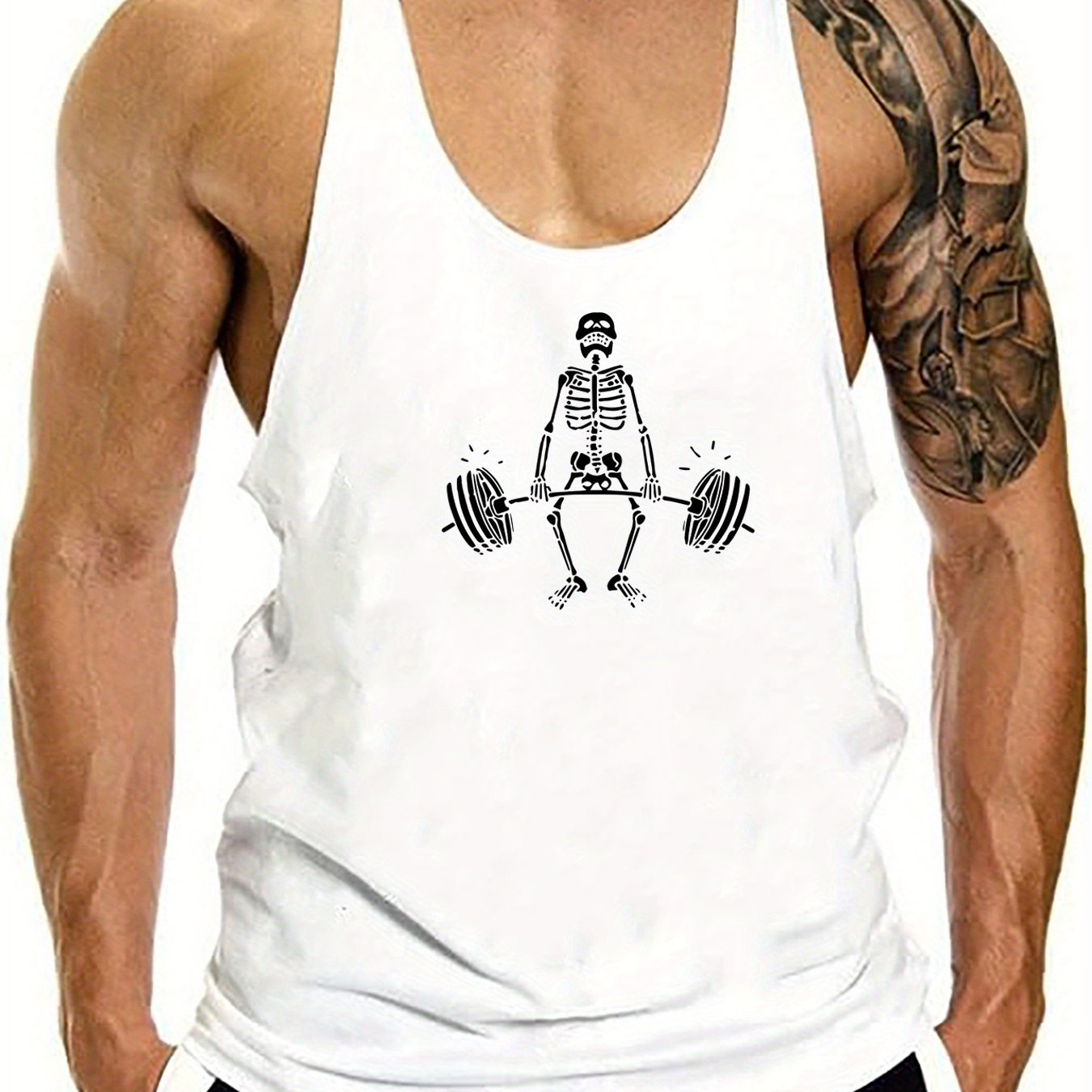 Top con Estampado de Esqueleto Anime para Hombre