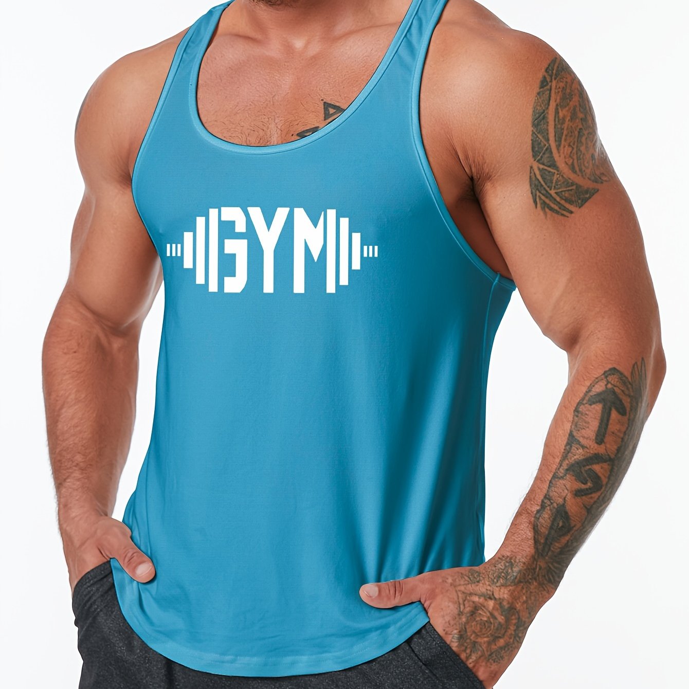 Top con Estampado de Mancuernas GYM para Hombre