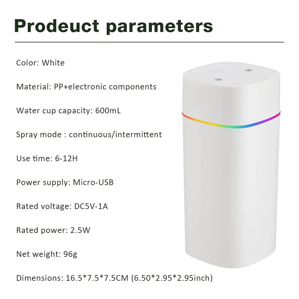 600ML Air Humidifier USB Charging