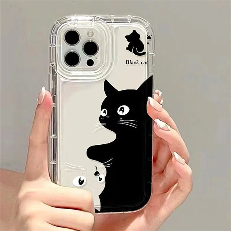 Funda de Teléfono con Gato de Dibujos