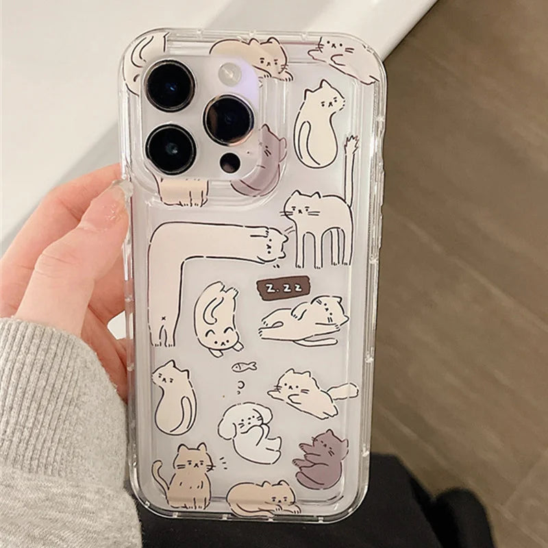 Funda de Teléfono con Gato de Dibujos