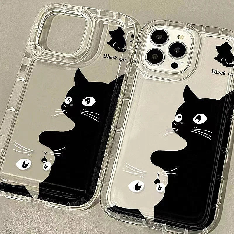 Funda de Teléfono con Gato de Dibujos