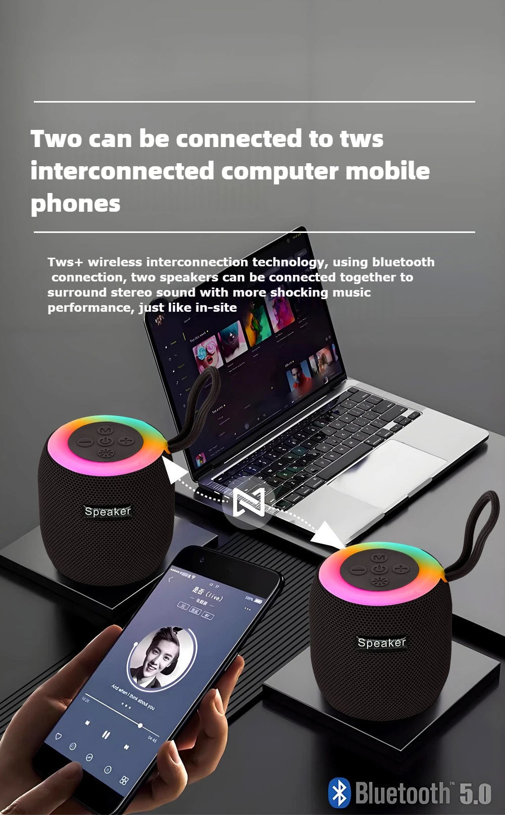 Altavoz Bluetooth Inalámbrico Portátil para Exteriores