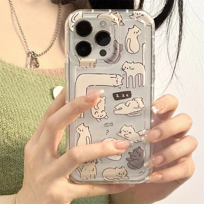 Funda de Teléfono con Gato de Dibujos