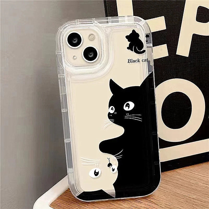 Funda de Teléfono con Gato de Dibujos