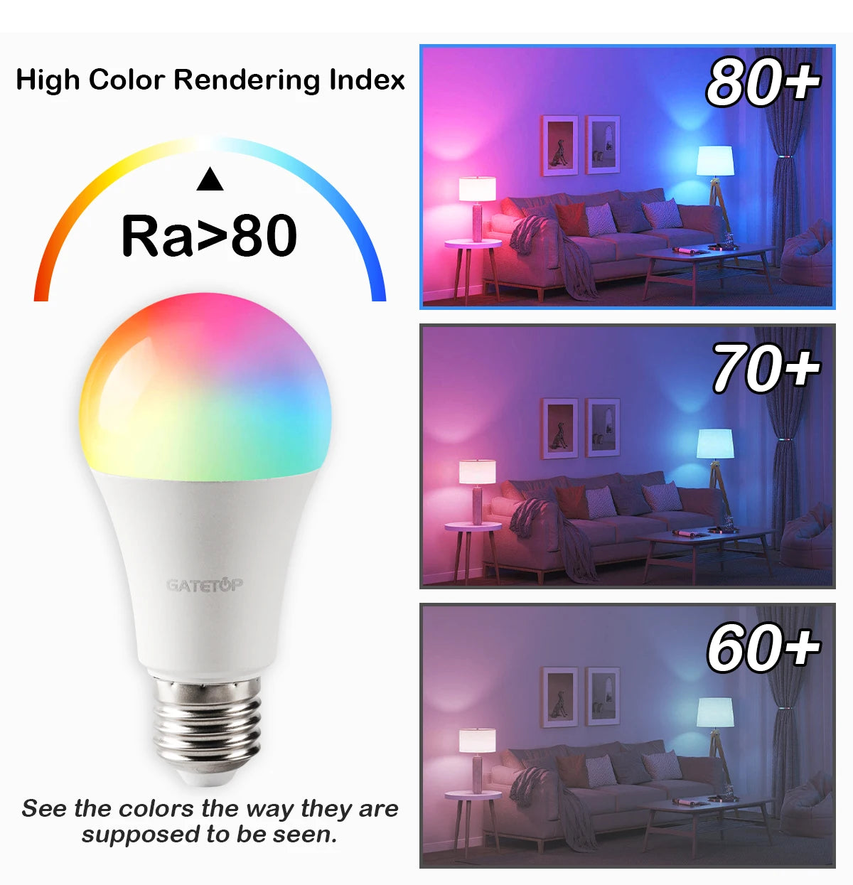 LED RGB A60 Bulb Multicolor light E27/B22