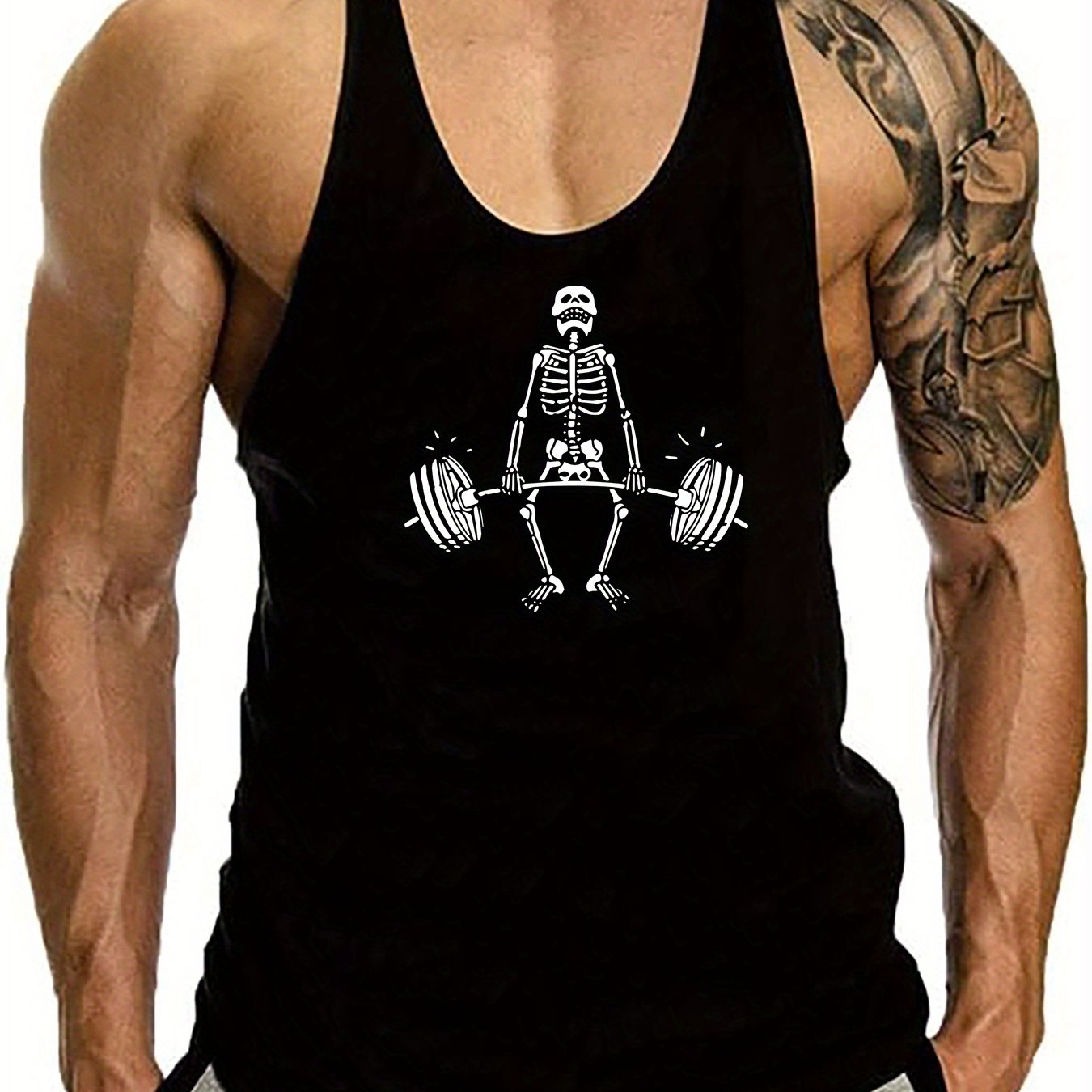 Top con Estampado de Esqueleto Anime para Hombre